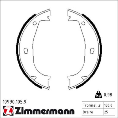 ZIMMERMANN Bremsbacken 10990.105.9 ZIMMERMANN Bremsbacken 10990.105.9