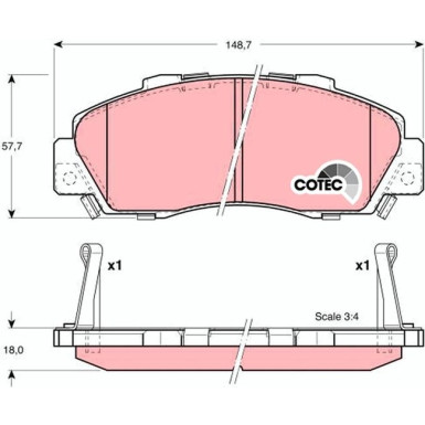 Bremsklötze VA HONDA CR-V,HR-V,Prelude 95 COTEC GDB3177 Bremsklötze VA HONDA CR-V,HR-V,Prelude 95 COTEC GDB3177