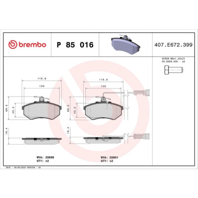 BREMBO Bremsklötze VA AUDI 80, 90, 100, 200, Coupe 80-96 PRIME LINE P 85 016 BREMBO Bremsklötze VA AUDI 80, 90, 100, 200, Coupe 80-96 PRIME LINE P 85 016