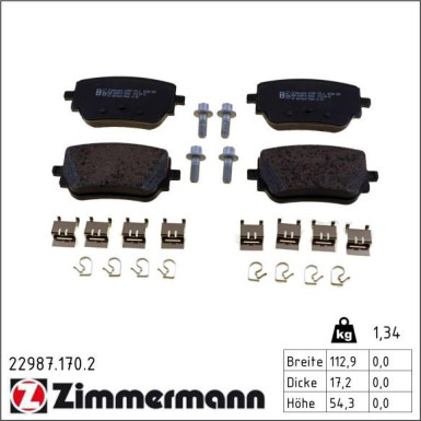 ZIMMERMANN Bremsbeläge 22987.170.2 ZIMMERMANN Bremsbeläge 22987.170.2