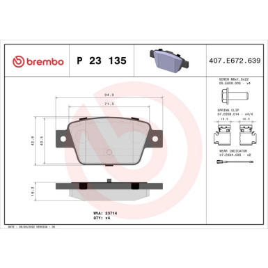 BREMBO Bremsklötze HA FIAT Bravo 06 PRIME LINE P 23 135 BREMBO Bremsklötze HA FIAT Bravo 06 PRIME LINE P 23 135