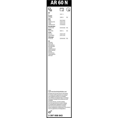 Bosch Scheibenwischer Aerotwin AR60N BOSCH AeroTwin 3397008843 Bosch Scheibenwischer Aerotwin AR60N BOSCH AeroTwin 3397008843