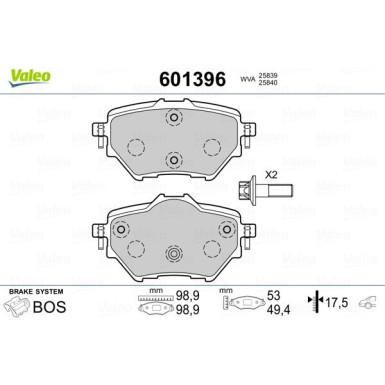 VALEO Bremsbeläge 601396