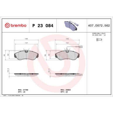 BREMBO Bremsklötze VA P 23 084 BREMBO Bremsklötze VA P 23 084