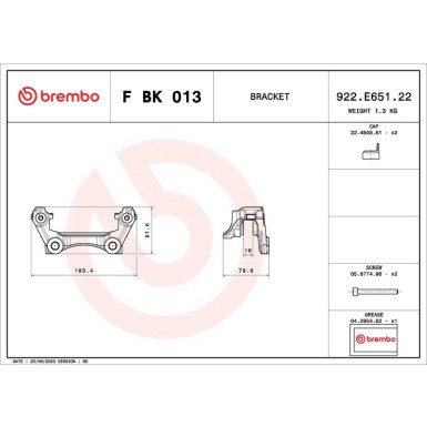 BREMBO Bremssattelhaltersatz F BK 013 BREMBO Bremssattelhaltersatz F BK 013
