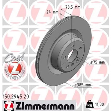 ZIMMERMANN Bremsscheibe 150.2945.20 Coat Z ZIMMERMANN Bremsscheibe 150.2945.20 Coat Z