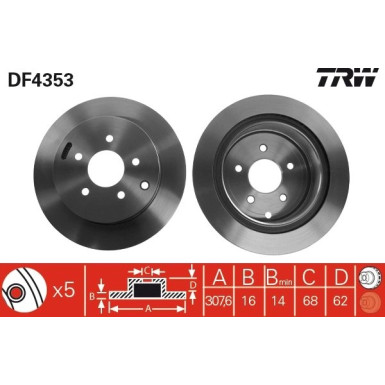 85 482 029 Bremsscheibe HA DF4353 85 482 029 Bremsscheibe HA DF4353