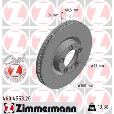 ZIMMERMANN Bremsscheibe 460.4553.20 ZIMMERMANN Bremsscheibe 460.4553.20