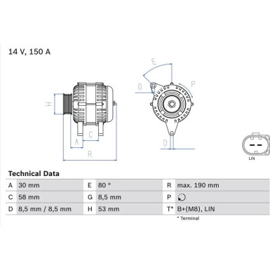 Lichtmaschine MERCEDES A,B-Klasse 0 986 082 160