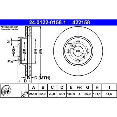 Bremsscheibe Toyota P. Corolla 1.3-2.0D 92-02 24.0122-0158.1 Bremsscheibe Toyota P. Corolla 1.3-2.0D 92-02 24.0122-0158.1