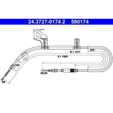 Seilzug, Feststellbremse 24.3727-0174.2 Seilzug, Feststellbremse 24.3727-0174.2