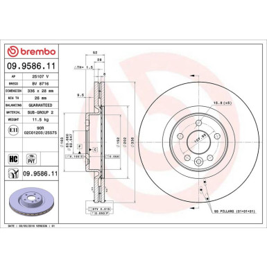 76 481 028 Bremsscheibe VA 09.9586.11 76 481 028 Bremsscheibe VA 09.9586.11