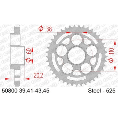 AFAM Kettenrad STAHL 42 Zähne 50800-42 AFAM Kettenrad STAHL 42 Zähne 50800-42