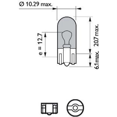 W5W 12V 5W W2,1x9,5d WhiteVision Ultra 2 Stück Philips 2-STK Doppelpackung WhiteVision ultra 12961WVUB2