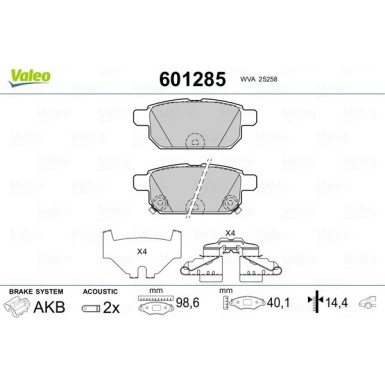 VALEO Bremsbeläge 601285 VALEO Bremsbeläge 601285