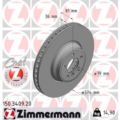 ZIMMERMANN Bremsscheibe 150.3409.20 Coat Z