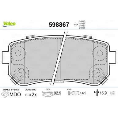 VALEO Bremsbeläge 598867 VALEO Bremsbeläge 598867