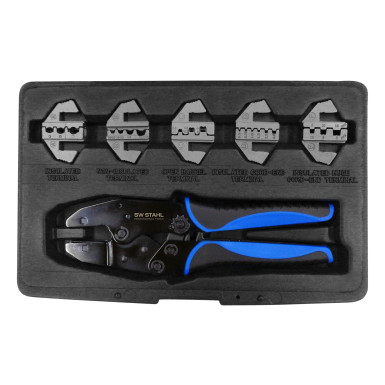 SW-Stahl Kabelschuhklemmzange mit auswechs. Mundstücken 42585L