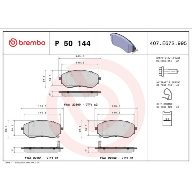 BREMBO Bremsklötze VA MERCEDES X-Klasse,NISSAN 17 PRIME LINE P 50 144