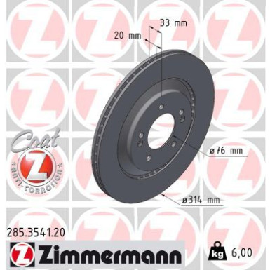 ZIMMERMANN Bremsscheibe 285.3541.20 Coat Z ZIMMERMANN Bremsscheibe 285.3541.20 Coat Z