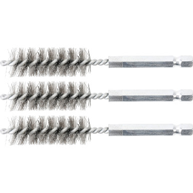BGS Stahlbürste 15 mm Antrieb Außensechskant 6,3 mm (1/4 ) 3-tlg 3078-15-S