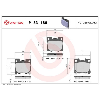BREMBO Bremsklötze HA P 83 186 BREMBO Bremsklötze HA P 83 186