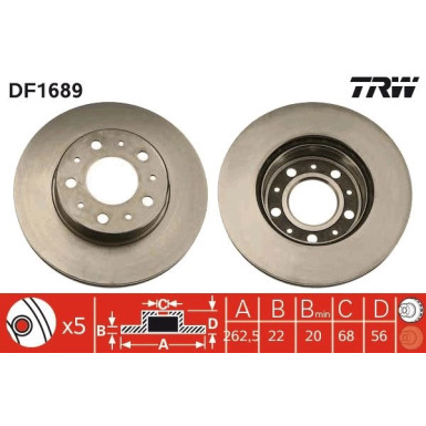 TRW Bremsscheibe DF1689 TRW Bremsscheibe DF1689
