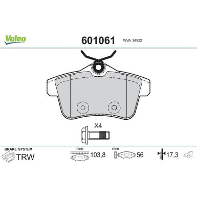 VALEO Bremsbeläge 601061 VALEO Bremsbeläge 601061