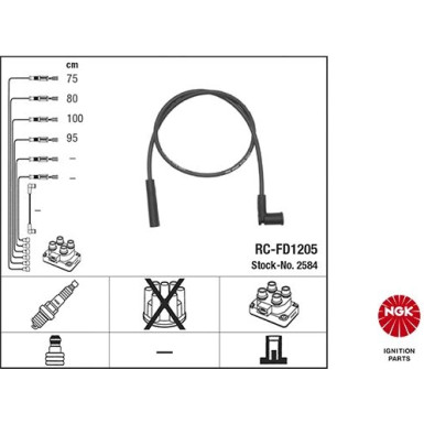 RC-FD1205 NGK - Zündkabelsatz FORD KA (RB_) 1.3 i,6.98-11.08 2584