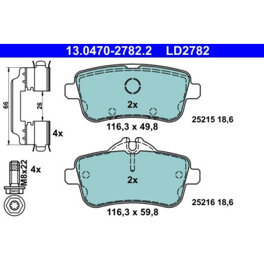 Bremsbelagsatz Db T. W166/C292/X166 2,1-4,7 11- Keramik ATE Ceramic 13.0470-2782.2 Bremsbelagsatz Db T. W166/C292/X166 2,1-4,7 11- Keramik ATE Ceramic 13.0470-2782.2