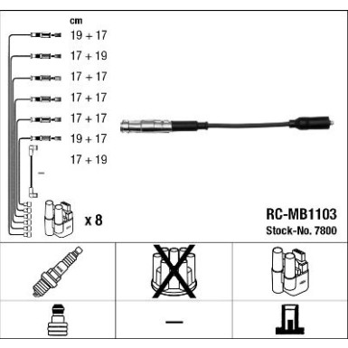 RC-MB1103 NGK - Zündkabelsatz MERCEDES S-Klasse 02-05 7800