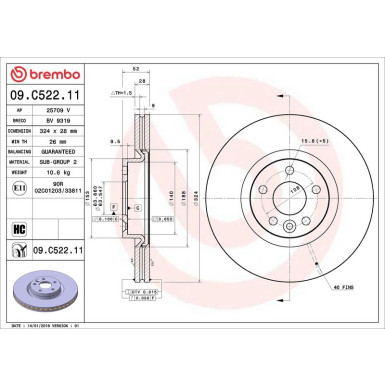 76 481 042 Bremsscheibe VA 09.C522.11 76 481 042 Bremsscheibe VA 09.C522.11