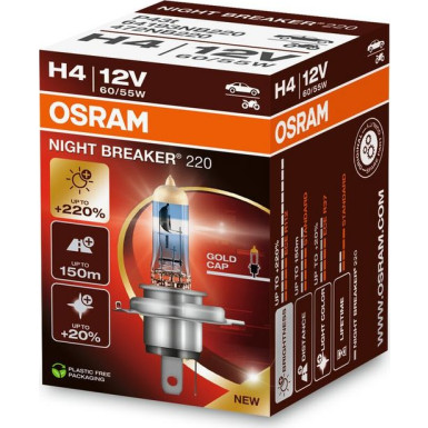 Osram H4 P43T NIGHT BREAKER 220 60/55W 12V 4050 Kelvin white NIGHT BREAKER® 220 64193NB220
