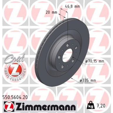 ZIMMERMANN Bremsscheibe 550.5604.20 ZIMMERMANN Bremsscheibe 550.5604.20
