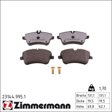 ZIMMERMANN Bremsbeläge 23144.995.1 ZIMMERMANN Bremsbeläge 23144.995.1