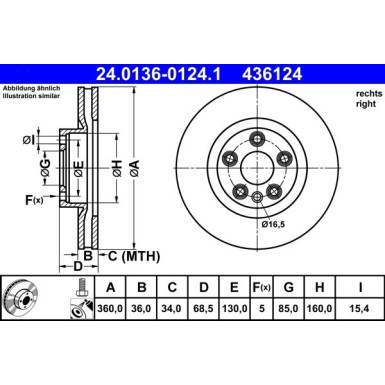 Bremsscheibe Vw P. Touareg 3.0-4.2 V8 10- Pr 24.0136-0124.1 Bremsscheibe Vw P. Touareg 3.0-4.2 V8 10- Pr 24.0136-0124.1