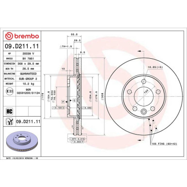 Bremsscheibe VA 09.D211.11 Bremsscheibe VA 09.D211.11