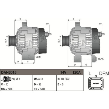 DENSO Generator DAN3015 DENSO Generator DAN3015