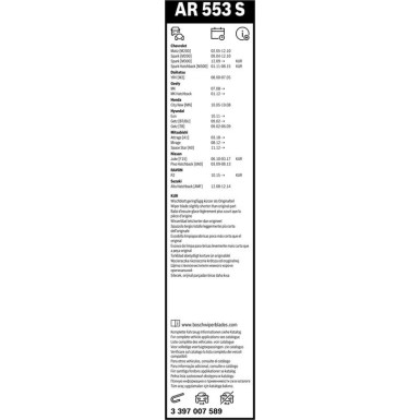 Bosch Scheibenwischer Aerotwin AR553S BOSCH AeroTwin Spoiler, Set 3397007589 Bosch Scheibenwischer Aerotwin AR553S BOSCH AeroTwin Spoiler, Set 3397007589