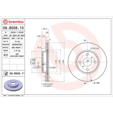 82 481 128 Bremsscheibe VA 09.B508.11 82 481 128 Bremsscheibe VA 09.B508.11