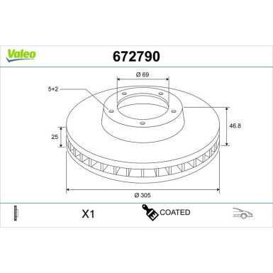 VALEO Bremsscheibe 672790 VALEO Bremsscheibe 672790