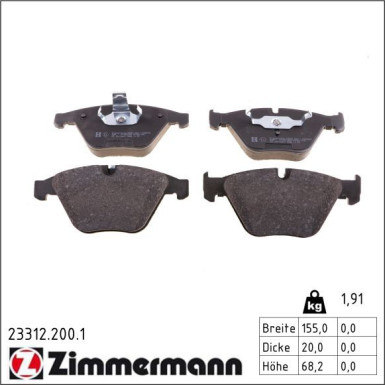 ZIMMERMANN Bremsbeläge 23312.200.1 ZIMMERMANN Bremsbeläge 23312.200.1