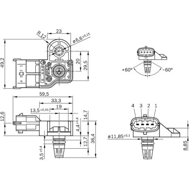 10 616 044 Drucksensor 0 281 006 076 10 616 044 Drucksensor 0 281 006 076