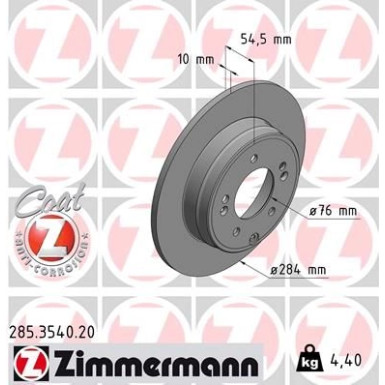 ZIMMERMANN Bremsscheibe 285.3540.20 ZIMMERMANN Bremsscheibe 285.3540.20