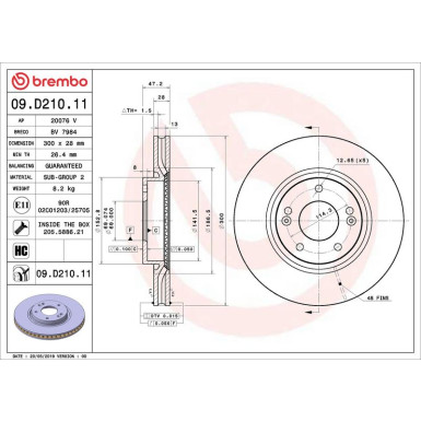 Bremsscheibe VA HYUNDAI KIA PRIME LINE - UV Coated 09.D210.11 Bremsscheibe VA HYUNDAI KIA PRIME LINE - UV Coated 09.D210.11