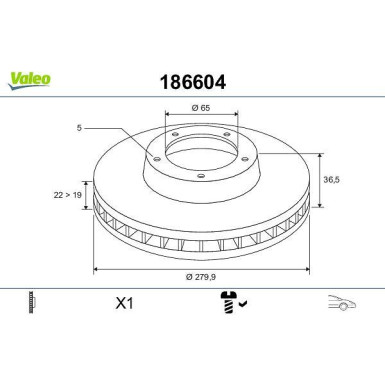 VALEO Bremsscheibe 186604 VALEO Bremsscheibe 186604