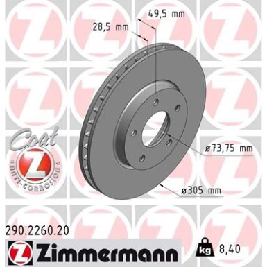 ZIMMERMANN Bremsscheibe 290.2260.20