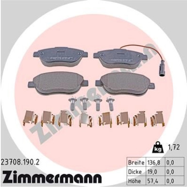 ZIMMERMANN Bremsbeläge 23708.190.2 ZIMMERMANN Bremsbeläge 23708.190.2