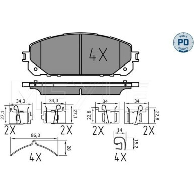 Bremsbelagsatz, Scheibenbremse MEYLE-PD: Advanced performance and design 025 220 7018/PD