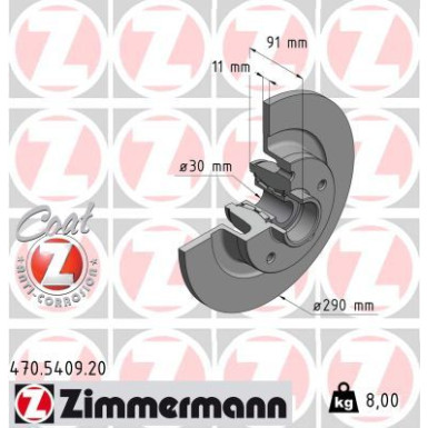ZIMMERMANN Bremsscheibe 470.5409.20 ZIMMERMANN Bremsscheibe 470.5409.20